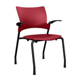Relay Four Leg Chair Guest Chair, Cafe Chair, Stack Chair SitOnIt Red Plastic Black Frame Fixed Arms