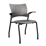 Relay Four Leg Chair Guest Chair, Cafe Chair, Stack Chair SitOnIt Slate Plastic Black Frame Fixed Arms