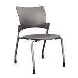 Relay Four Leg Chair Guest Chair, Cafe Chair, Stack Chair SitOnIt Slate Plastic Silver Frame Armless
