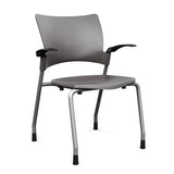 Relay Four Leg Chair Guest Chair, Cafe Chair, Stack Chair SitOnIt Slate Plastic Silver Frame Fixed Arms
