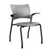 Relay Four Leg Chair Guest Chair, Cafe Chair, Stack Chair SitOnIt Sterling Plastic Black Frame Fixed Arms