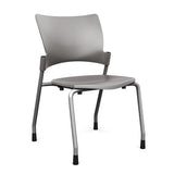 Relay Four Leg Chair Guest Chair, Cafe Chair, Stack Chair SitOnIt Sterling Plastic Silver Frame Armless