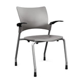 Relay Four Leg Chair Guest Chair, Cafe Chair, Stack Chair SitOnIt Sterling Plastic Silver Frame Fixed Arms