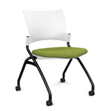 Relay Nester Chair | Black & Silver Frame | Fabric Seat | SitOnIt Nesting Chairs SitOnIt Arctic Plastic Fabric Color Apple Armless