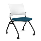 Relay Nester Chair | Black & Silver Frame | Fabric Seat | SitOnIt Nesting Chairs SitOnIt Arctic Plastic Fabric color Deep Sea Armless