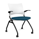 Relay Nester Chair | Black & Silver Frame | Fabric Seat | SitOnIt Nesting Chairs SitOnIt Arctic Plastic Fabric color Deep Sea Fixed Arms