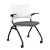 Relay Nester Chair | Black & Silver Frame | Fabric Seat | SitOnIt Nesting Chairs SitOnIt Arctic Plastic Fabric Color Milestone Fixed Arms