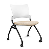 Relay Nester Chair | Black & Silver Frame | Fabric Seat | SitOnIt Nesting Chairs SitOnIt Arctic Plastic Fabric Color Sandstorm Armless