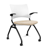 Relay Nester Chair | Black & Silver Frame | Fabric Seat | SitOnIt Nesting Chairs SitOnIt Arctic Plastic Fabric Color Sandstorm Fixed Arms