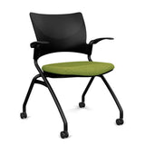 Relay Nester Chair | Black & Silver Frame | Fabric Seat | SitOnIt Nesting Chairs SitOnIt Black Plastic Fabric Color Apple Fixed Arms