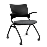 Relay Nester Chair | Black & Silver Frame | Fabric Seat | SitOnIt Nesting Chairs SitOnIt Black Plastic Fabric Color Blue Skies Fixed Arms