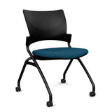 Relay Nester Chair | Black & Silver Frame | Fabric Seat | SitOnIt Nesting Chairs SitOnIt Black Plastic Fabric color Deep Sea Armless