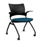 Relay Nester Chair | Black & Silver Frame | Fabric Seat | SitOnIt Nesting Chairs SitOnIt Black Plastic Fabric color Deep Sea Fixed Arms