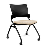 Relay Nester Chair | Black & Silver Frame | Fabric Seat | SitOnIt Nesting Chairs SitOnIt Black Plastic Fabric Color Sandstorm Armless