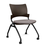 Relay Nester Chair | Black & Silver Frame | Fabric Seat | SitOnIt Nesting Chairs SitOnIt Chocolate Plastic Fabric Color Carbon Armless