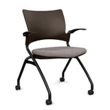 Relay Nester Chair | Black & Silver Frame | Fabric Seat | SitOnIt Nesting Chairs SitOnIt Chocolate Plastic Fabric Color Carbon Fixed Arms