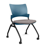Relay Nester Chair | Black & Silver Frame | Fabric Seat | SitOnIt Nesting Chairs SitOnIt Lagoon Plastic Fabric Color Carbon Armless