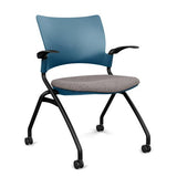 Relay Nester Chair | Black & Silver Frame | Fabric Seat | SitOnIt Nesting Chairs SitOnIt Lagoon Plastic Fabric Color Carbon Fixed Arms