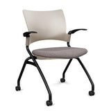 Relay Nester Chair | Black & Silver Frame | Fabric Seat | SitOnIt Nesting Chairs SitOnIt Latte Plastic Fabric Color Carbon Fixed Arms