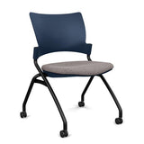 Relay Nester Chair | Black & Silver Frame | Fabric Seat | SitOnIt Nesting Chairs SitOnIt Navy Plastic Fabric Color Carbon Armless