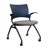 Relay Nester Chair | Black & Silver Frame | Fabric Seat | SitOnIt Nesting Chairs SitOnIt Navy Plastic Fabric Color Carbon Fixed Arms