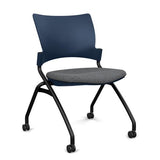 Relay Nester Chair | Black & Silver Frame | Fabric Seat | SitOnIt Nesting Chairs SitOnIt Navy Plastic Fabric Color Milestone Armless