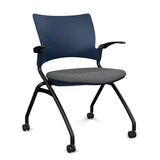Relay Nester Chair | Black & Silver Frame | Fabric Seat | SitOnIt Nesting Chairs SitOnIt Navy Plastic Fabric Color Milestone Fixed Arms