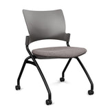 Relay Nester Chair | Black & Silver Frame | Fabric Seat | SitOnIt Nesting Chairs SitOnIt Slate Plastic Fabric Color Carbon Armless