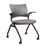 Relay Nester Chair | Black & Silver Frame | Fabric Seat | SitOnIt Nesting Chairs SitOnIt Slate Plastic Fabric Color Carbon Fixed Arms