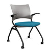 Relay Nester Chair | Black & Silver Frame | Fabric Seat | SitOnIt Nesting Chairs SitOnIt Sterling Plastic Fabric Color Blue Skies Fixed Arms