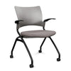Relay Nester Chair | Black & Silver Frame | Fabric Seat | SitOnIt Nesting Chairs SitOnIt Sterling Plastic Fabric Color Carbon Fixed Arms