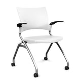 Relay Nester Chair Nesting Chairs SitOnIt Arctic Plastic Silver Frame Fixed Arms