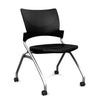 Relay Nester Chair Nesting Chairs SitOnIt Black Plastic Silver Frame Armless