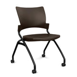 Relay Nester Chair Nesting Chairs SitOnIt Chocolate Plastic Black Frame Armless