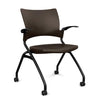 Relay Nester Chair Nesting Chairs SitOnIt Chocolate Plastic Black Frame Fixed Arms