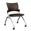 Relay Nester Chair Nesting Chairs SitOnIt Chocolate Plastic Silver Frame Armless