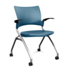 Relay Nester Chair Nesting Chairs SitOnIt Lagoon Plastic Silver Frame Fixed Arms