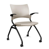 Relay Nester Chair Nesting Chairs SitOnIt Latte Plastic Black Frame Fixed Arms