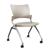 Relay Nester Chair Nesting Chairs SitOnIt Latte Plastic Silver Frame Armless