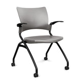 Relay Nester Chair Nesting Chairs SitOnIt Sterling Plastic Black Frame Fixed Arms
