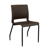 Rio 4 Leg Guest Chair Guest Chair, Stack Chair SitOnIt Chocolate Plastic Black Frame 