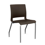 Rio 4 Leg Guest Chair Guest Chair, Stack Chair SitOnIt Chocolate Plastic Silver Frame 