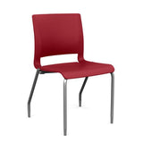 Rio 4 Leg Guest Chair Guest Chair, Stack Chair SitOnIt Red Plastic Silver Frame 