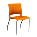 Rio 4 Leg Guest Chair Guest Chair, Stack Chair SitOnIt Tangerine Plastic Silver Frame 