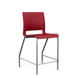 Rio 4 Leg Stool Stools SitOnIt Red Plastic 24" Counter Height Silver Frame