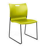 Rowdy Sledbase Stack Chair Guest Chair, Cafe Chair, Stack Chair SitOnIt Apple Plastic Black Frame Armless