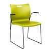 Rowdy Sledbase Stack Chair Guest Chair, Cafe Chair, Stack Chair SitOnIt Apple Plastic Frame Color Chrome Fixed Arms