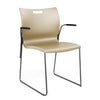 Rowdy Sledbase Stack Chair Guest Chair, Cafe Chair, Stack Chair SitOnIt Bisque Plastic Frame Color Chrome Fixed Arms