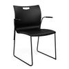 Rowdy Sledbase Stack Chair Guest Chair, Cafe Chair, Stack Chair SitOnIt Black Plastic Black Frame Fixed Arms