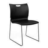 Rowdy Sledbase Stack Chair Guest Chair, Cafe Chair, Stack Chair SitOnIt Black Plastic Frame Color Chrome Armless